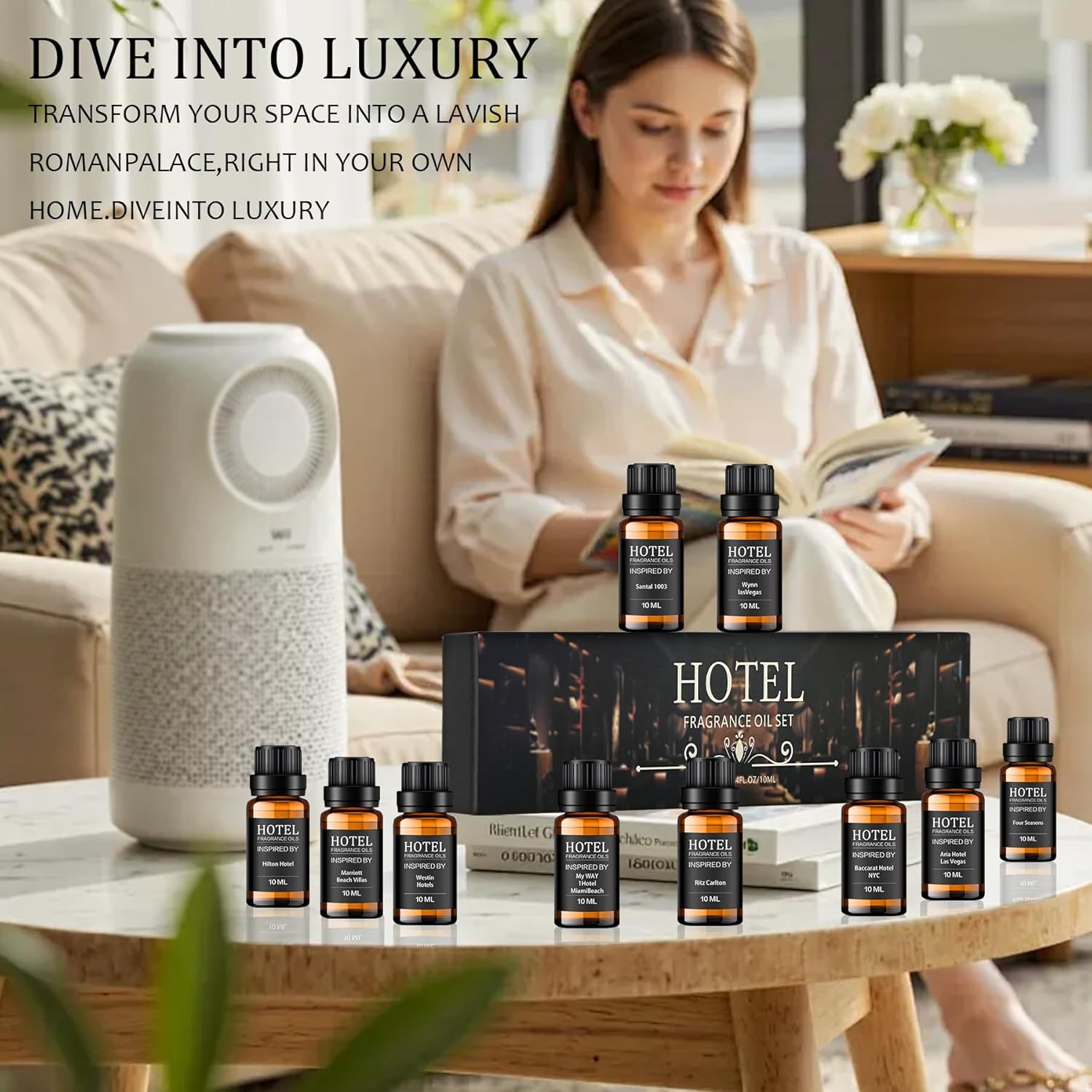 Hotel Collection Diffuser Essential Oil Gift Set,Hotel Scents for Home,Stress Relief Air Freshening,My Way,The Beach Villas and Other Luxury Hotel Scents - Image 5