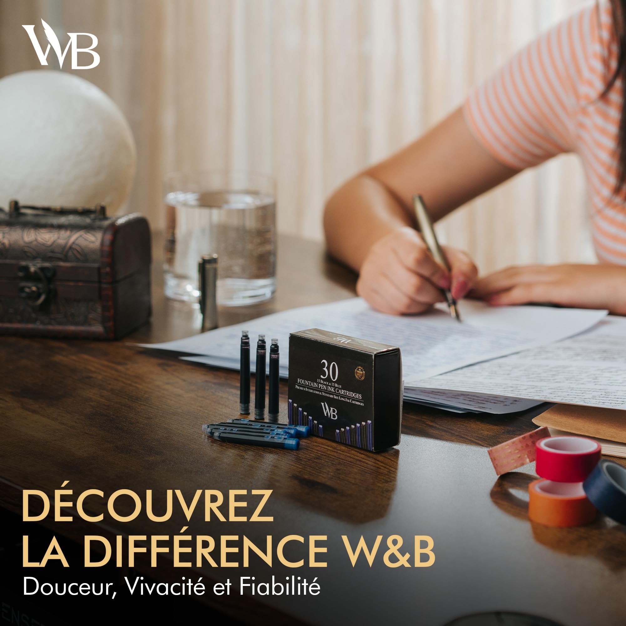 Wordsworth & Black Recharges pour Stylo Plume 30 Lot de Cartouches d'encre de Noir & Bleu - Taille Standard Internationale - Longueur ENV. 2,04 Pouces - Diamètre de Base ENV. 0,24 Pouce
