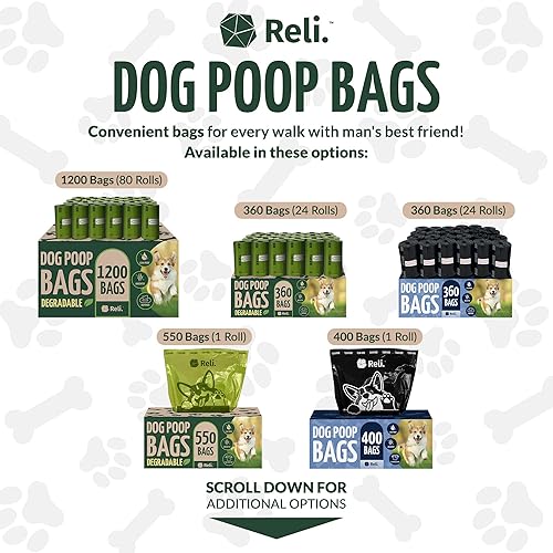 Miniatura 7 de Reli. Bolsas biodegradables para excrementos de perro (550 bolsas, a granel) (rollo individual grande - caja dispensadora)  Bolsas grandes de 9 x 13