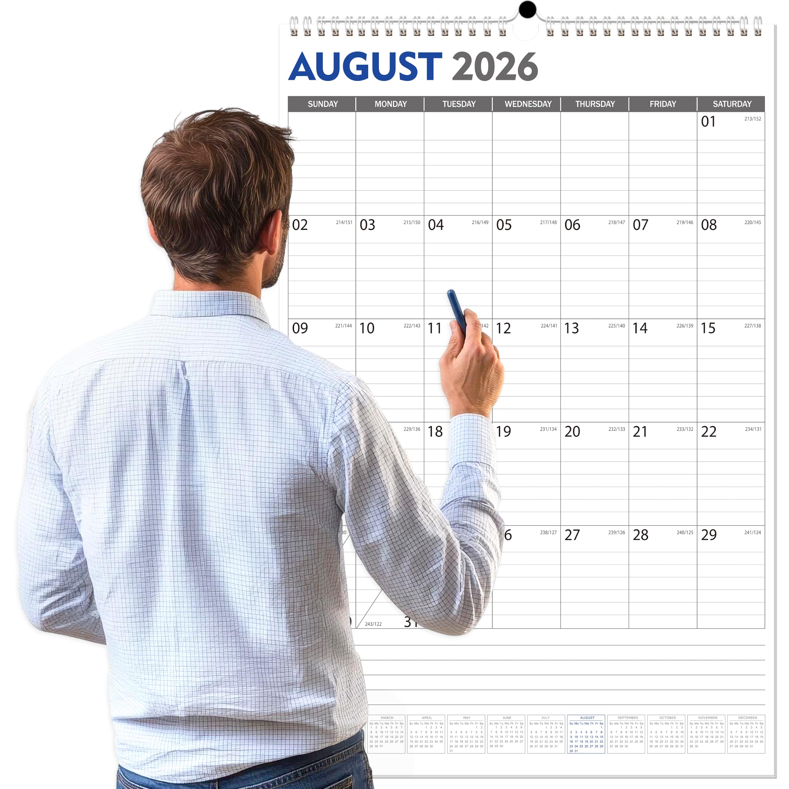 GuassLee Extra großer Wandkalender 2026, vertikaler Jumbo-Wandplaner 2026–2027, von Juni 2026 bis Dezember 2027, 19 Monate mit Julianischen Daten und Notizen für Büro, Schule, Zuhause, Lehrer, Planung