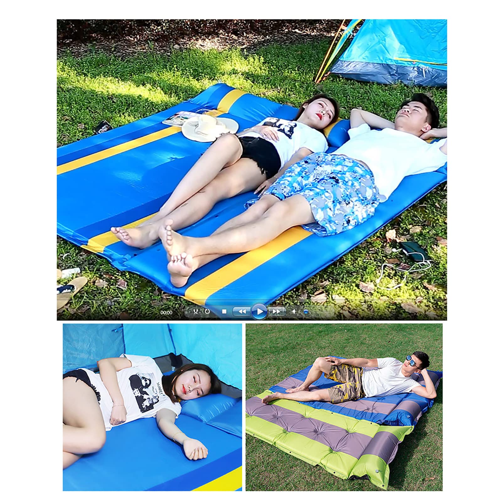 Ultralichte Opblaasbare Slaapmat Met Geïntegreerde Pomp - 12 Cm Dik Campingluchtbed Waterdichte Opblaasbare Mat Grijs