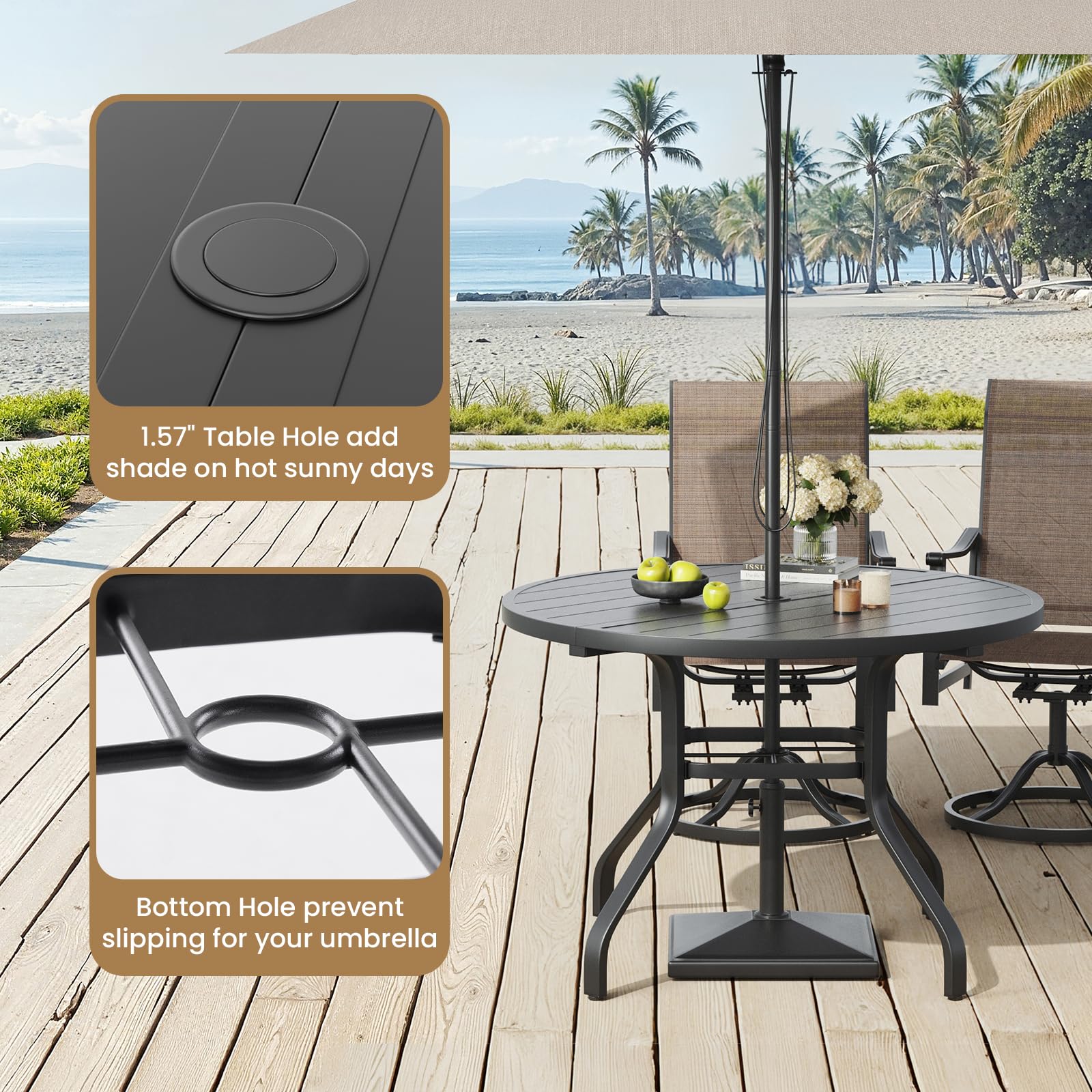 hampton bay patio table with umbrella Soohow Round Outdoor Dining Table, 41