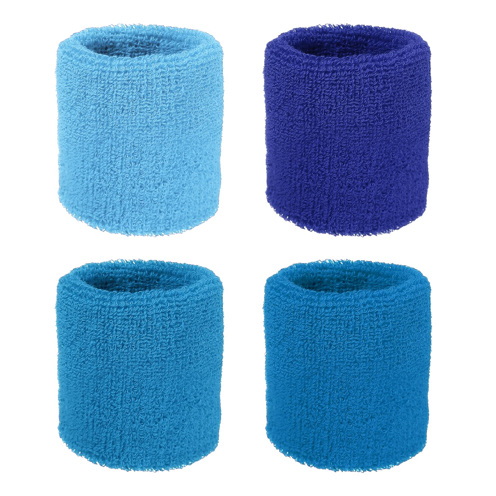 YELARXI Wristbands Sweatbands, Wrist Bands for Sweat Sports Wristbands 3x3 in & 4 Pack & Dark Blue/Sky Blue/Lake Blue/Blue-Fitting for (Tennis/Basketball/Football/Men & Women)