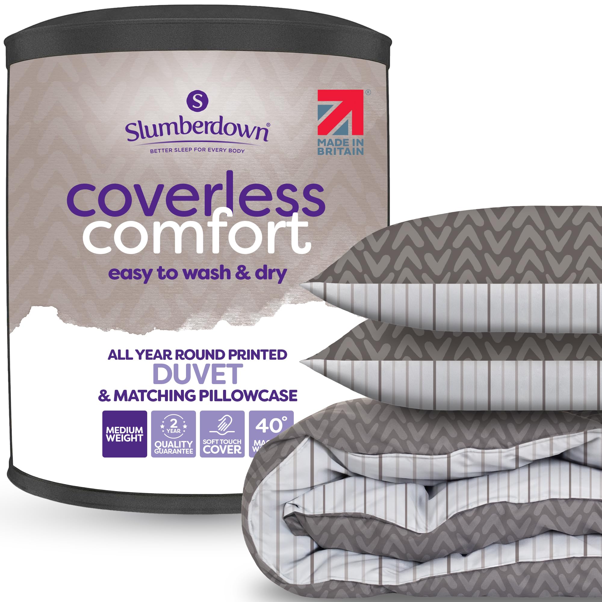 Slumberdown Coverless Double Duvet 10.5 Tog - All-Year Round 2-in-1 Reversible Double Quil...