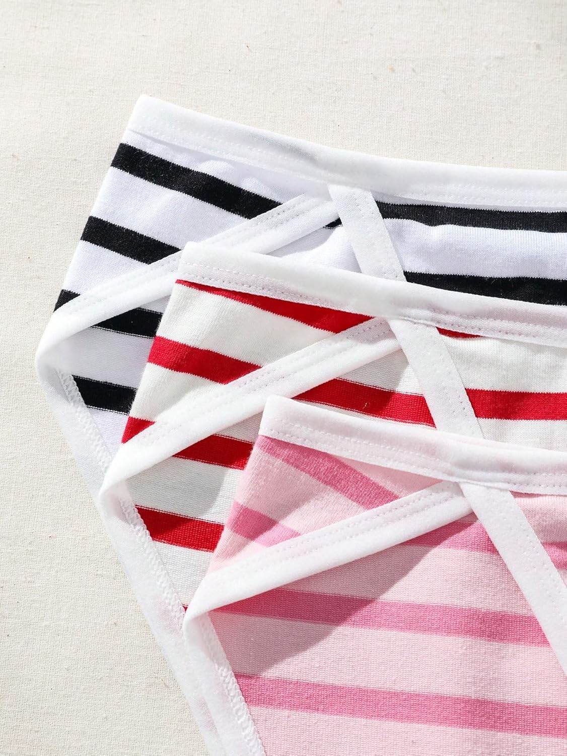 WDIRARA Women's 3 Pack Striped Panties Cheeky Underwear Low Rise Briefs - Image 4