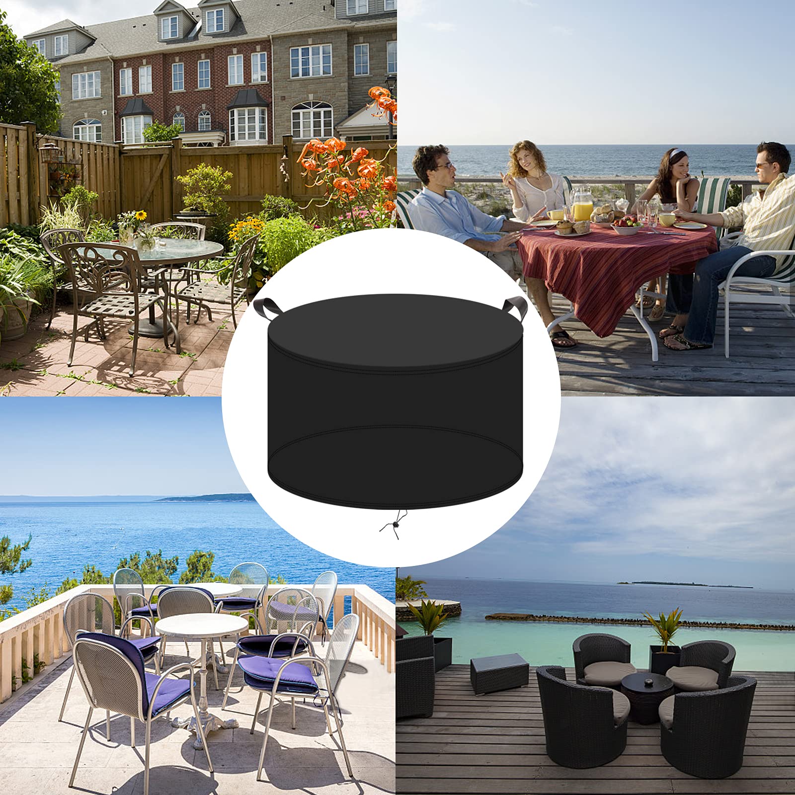 420D - Fundas de piel de Gar personalizables, protección antiséptica para exteriores, impermeable, para mesa y silla, color negro, 23958 cm
