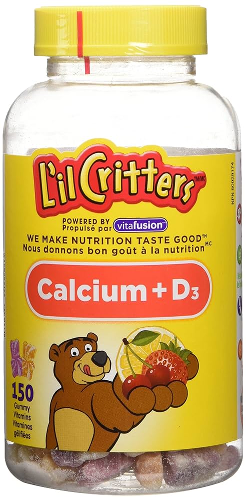 カルシウム グミサプリ　L&#39;il Critters Calcium + D3 Calcium + Vitamin D Gummy Bear Vitamins for Kids | L'il