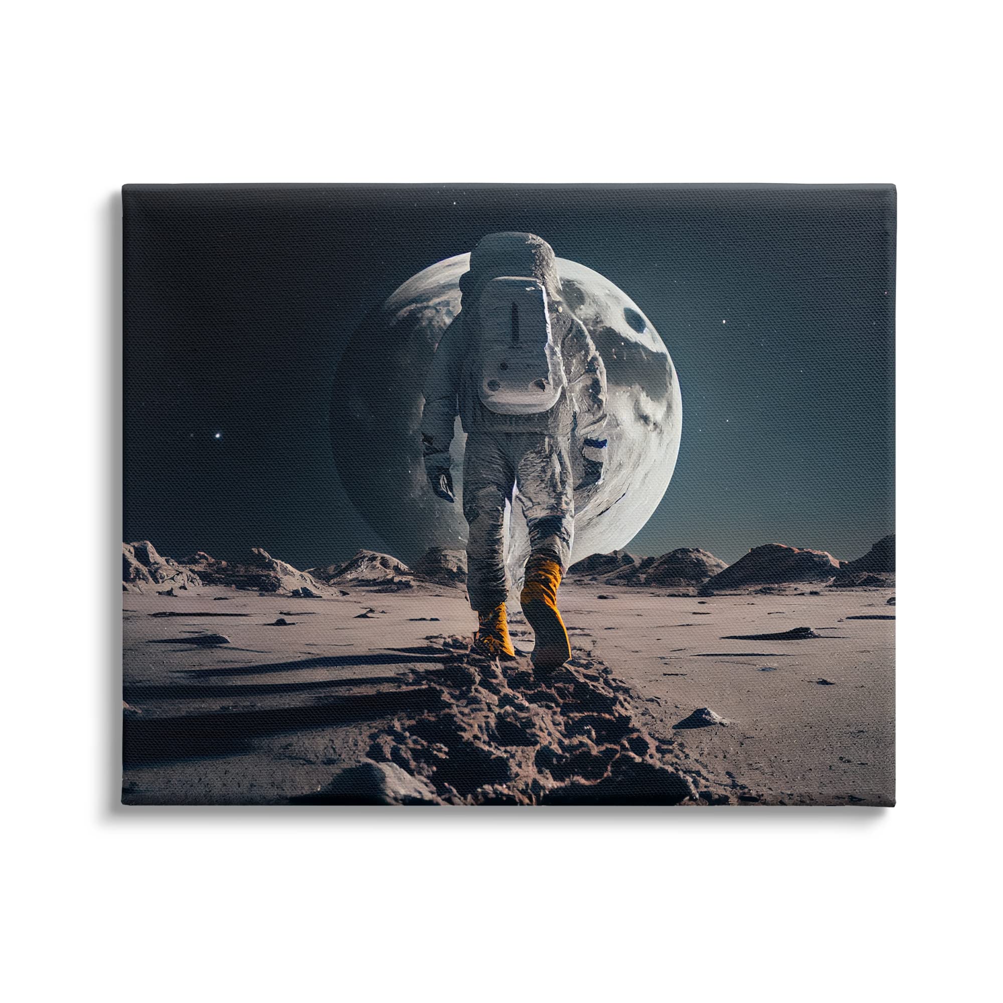 Stupell Industries Man On Moon Outer Space Astronaut Canvas Wall Art, Design by CyberGeek Design