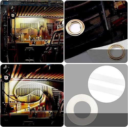 Miniatura 7 de HANYING Telón de fondo de taller de reparación de automóviles de 7 x 5 pies, fondo fotográfico retro de garaje, mecánico clásico para decoración de