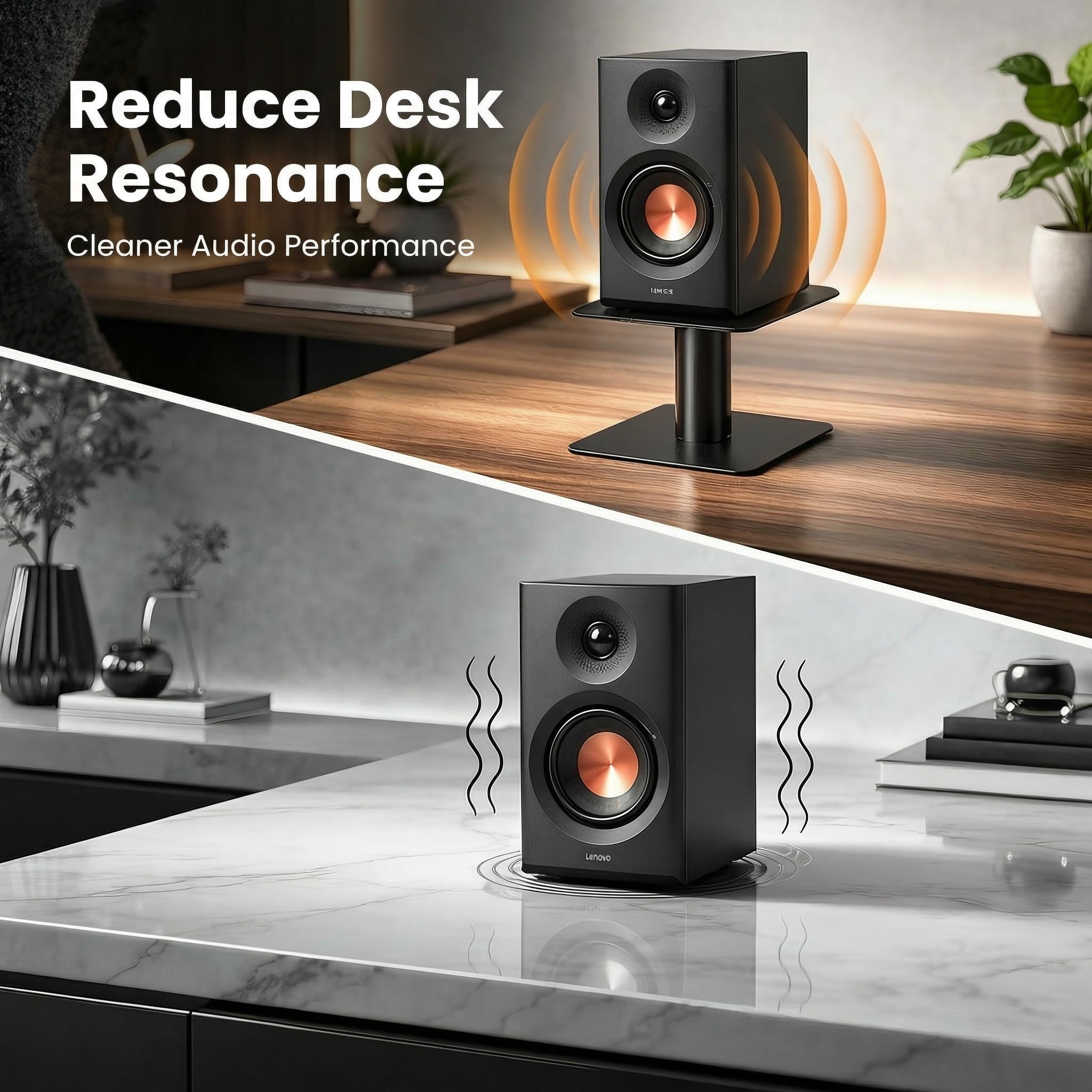 5-8 Inch Desktop Speaker Stands with Cable Management, 25kg Heavy Duty Steel Desk Speaker Stand for Bookshelf Speakers & Studio Monitors, Stable Desktop Speaker Stand Pair, Cleaner Desk Audio Setup — view 7