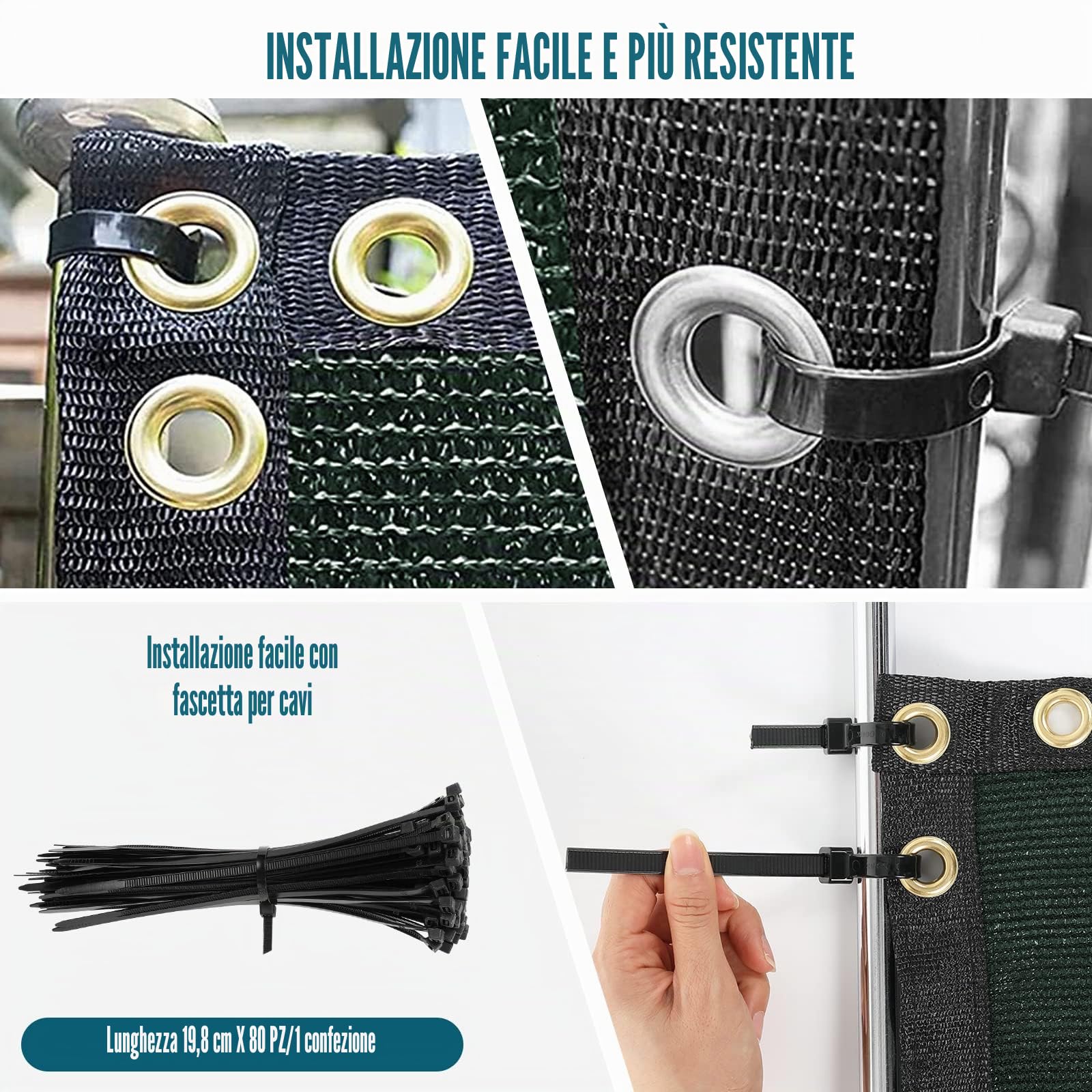 UIRWAY Telo Ombreggiante Sabbia 1,22m x 15,24m Rete Ombreggiante Occhiellato Protezione 90% Blocco Privacy Servizio Pesante HDPE 170g/m² Frangivista per Recinzione Giardino Terrazzo (Verde)