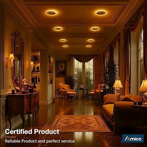 Miniatura 7 de Amico Paquete de 20 luces LED empotrables de techo 5CCT de 6 pulgadas con luz nocturna, 2700K3000K3500K4000K5000K iluminación empotrada ultrafina