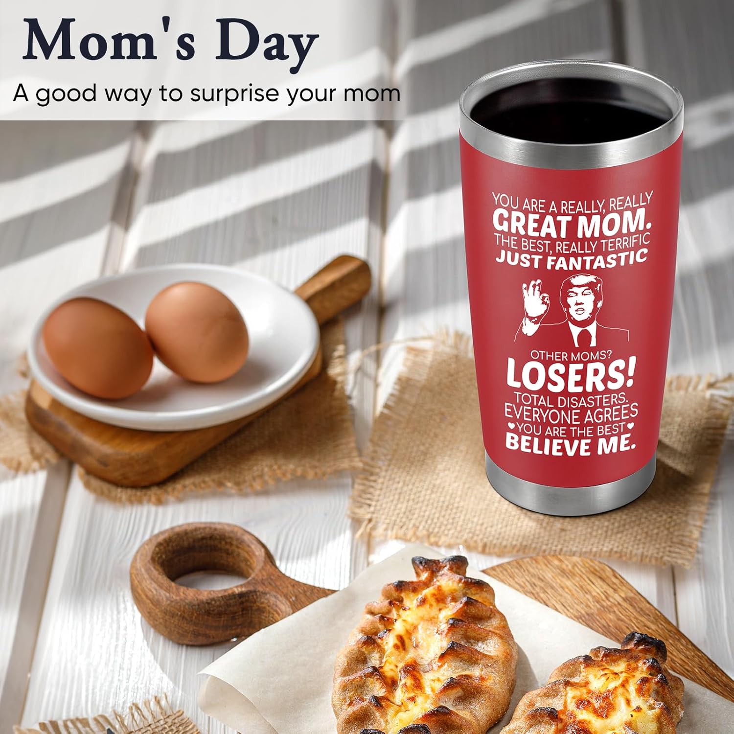 Mother's Day Gifts for Mom from Daughter, Son, Husband Women Birthday Christmas Gift Ideas for Mama Best Mom Ever - 20 Oz Tumbler (Mom Red) - Image 3