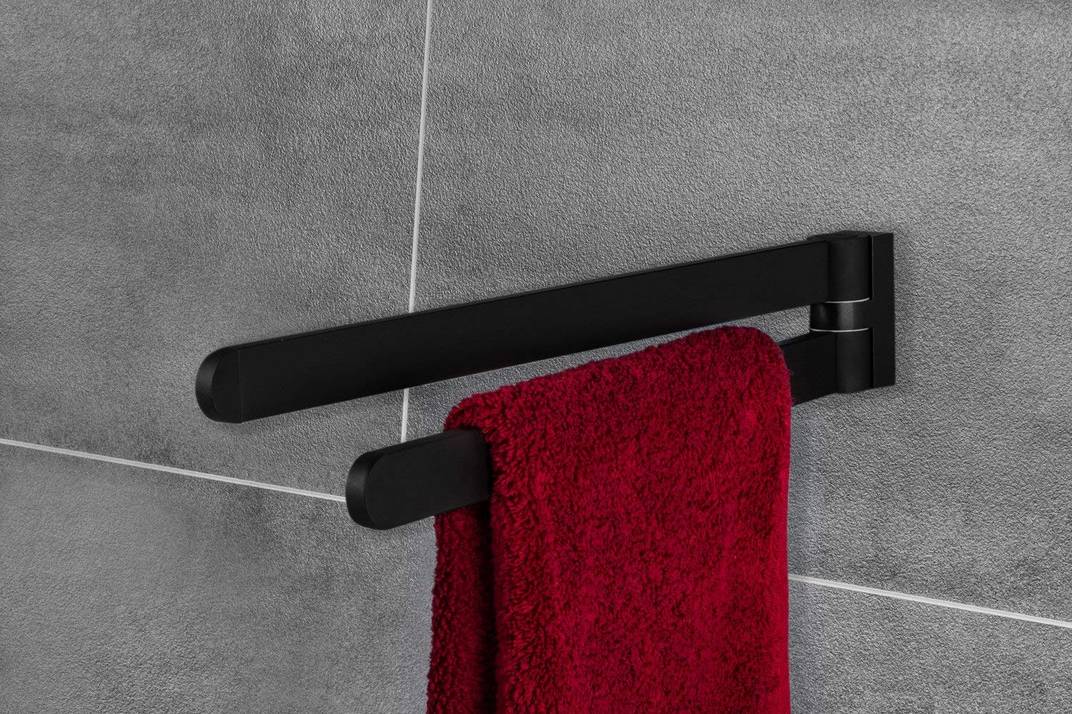 Gedotec Doppel-Handtuchhalter ręcznik kąpielowy pręt obrotowy - ocean | uchwyt na ręcznik kąpielowy 2 ramiona | metal czarny matowy | uchwyt do ręki - Aufhänger montaż na ścianie | długość 400 mm | 1 sztuka - vintage podręczny