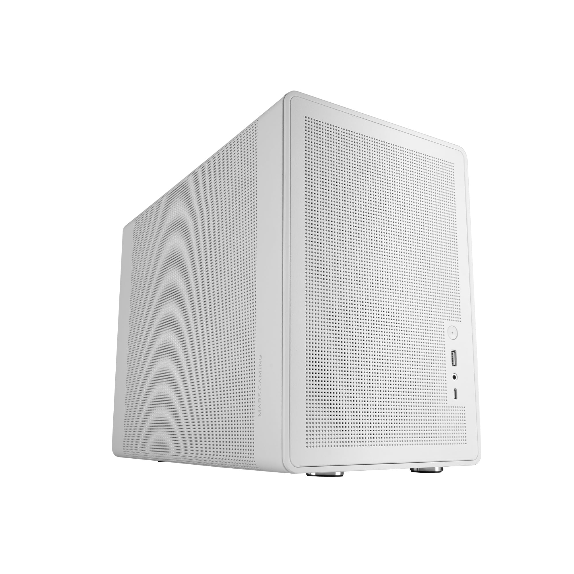 MARS GAMING MC-XPRO, Ultralight MicroATX Case, Mesh Panel Design, 120mm Rear Fan, Mesh 360° Cooling Technology, Dual PSU Compatibility for ATX and SFX, Mini-Tower PC USB-C, White