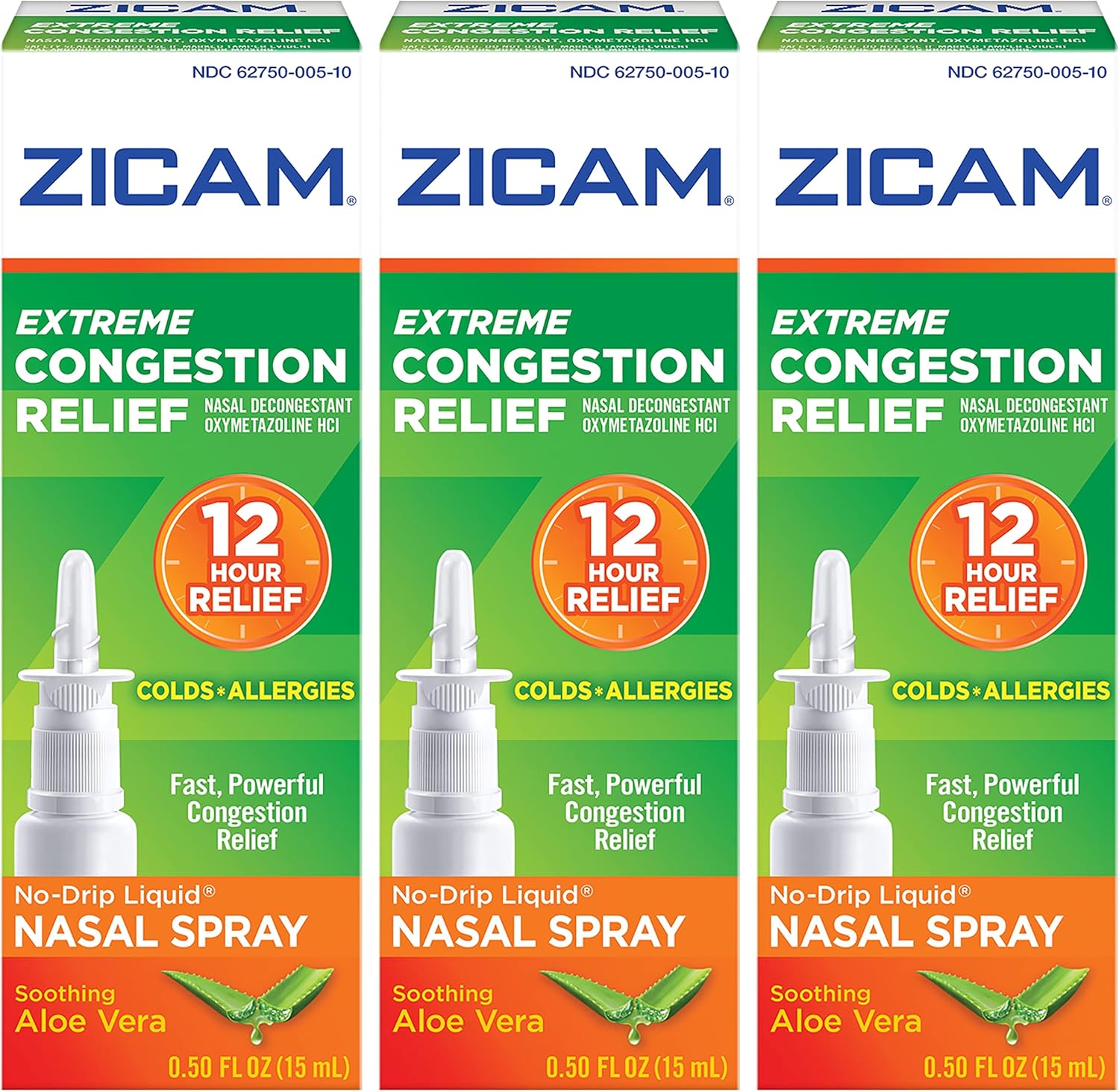 Zicam Extreme Congestion Relief No-Drip Liquid Nasal Spray, 0.50 Ounces each (Value Pack of 3)