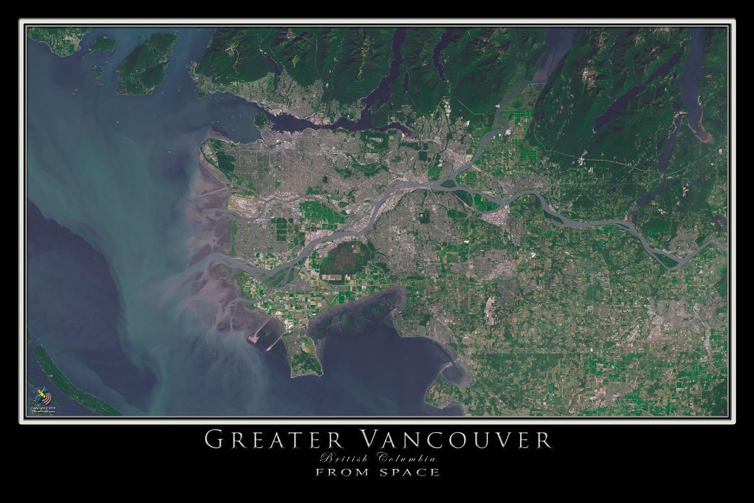 Terra Prints The Metro Vancouver British Columbia Satellite Poster Map M 16 x 24 inch