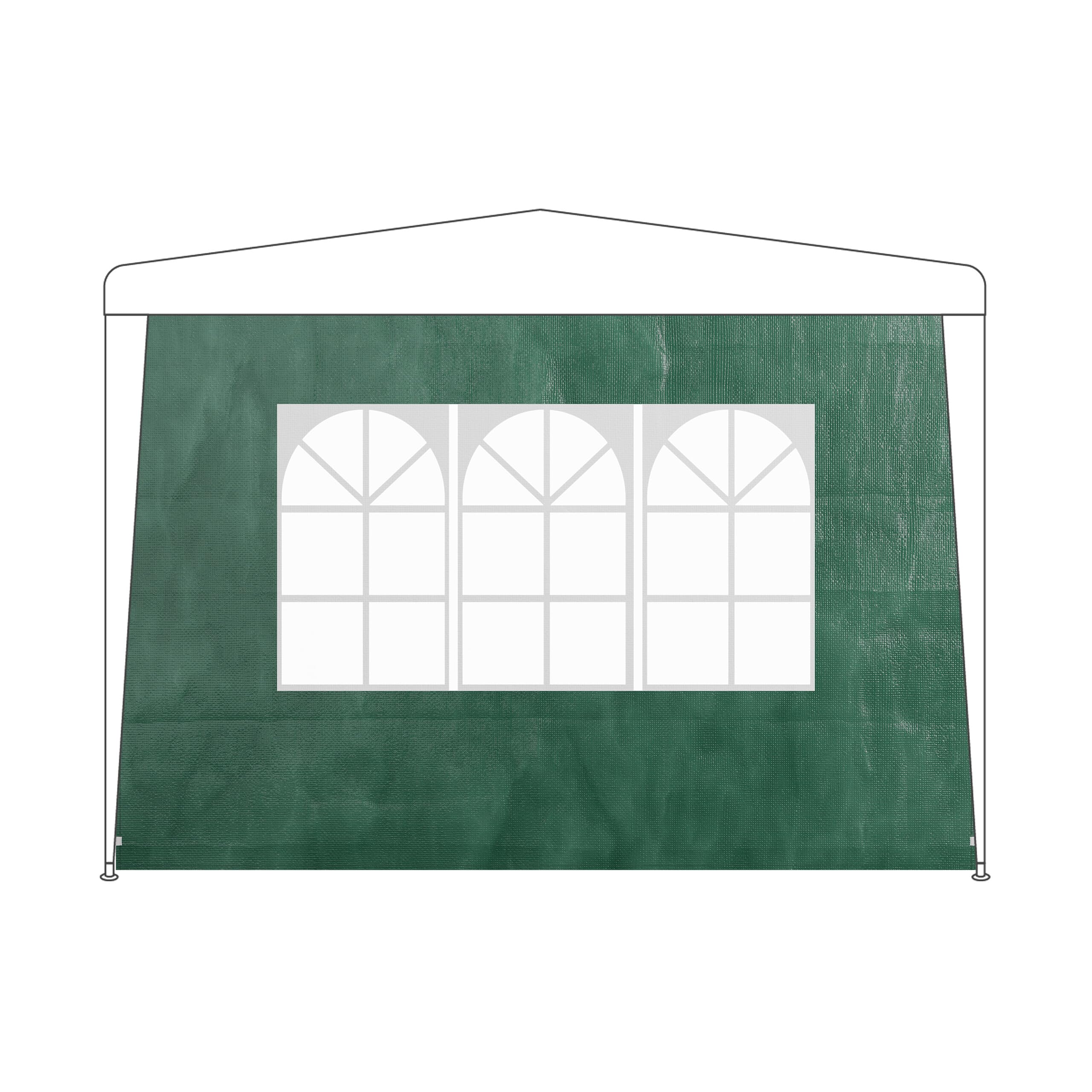 Relaxdays Tende per Gazebo Laterali, Set 3, Telo Impermeabile, Pareti in PE, Chiusura a Strappo, 2x3 m, Finestra, Verde