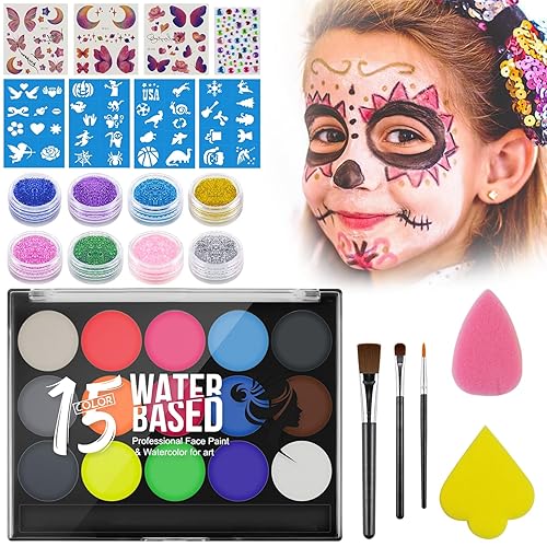 Kit de pintura facial y corporal para niños, maquillaje de disfraces, pintura de acuarela para fiesta de cumpleaños, maquillaje SFX efectos