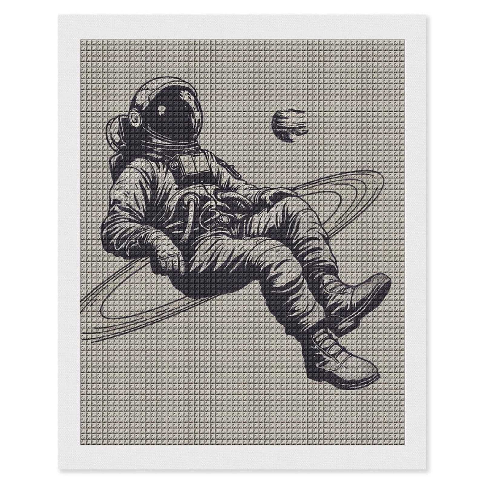 Astronauts and Saturn Diamond Art Kits for Adults, DIY 5D Diamonds Painting Kits for Beginner, Round Full Drill Diamond Dots Painting, 16"x20" Diamonds Pictures Gem Art and Crafts Wall Decor