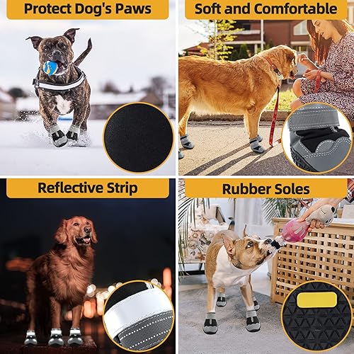Miniatura 8 de Zapatos para perros grandes, botas de perro medianas y protectores de patas para suelos de madera dura, botines para perros al aire libre para
