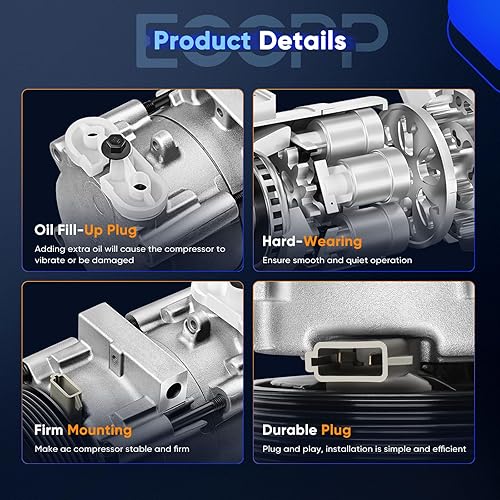 Miniatura 3 de ECCPP Compresor de CA 1997-2001 para Ford E-150 4.6L Ford E-250 5.4L 1997-2002 para Ford Expedition 4.6L