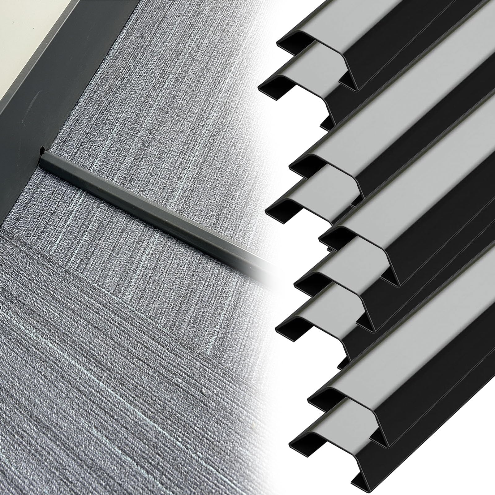 kabelkanal Metallmaterial Wandkabelkanalkanal 50–180 cm Länge, schwarzer Kabelabdeckstreifen, selbstklebend/Drähte, Bodenmanagement-Set(10 PCS,W 100 MM L 180 cm)