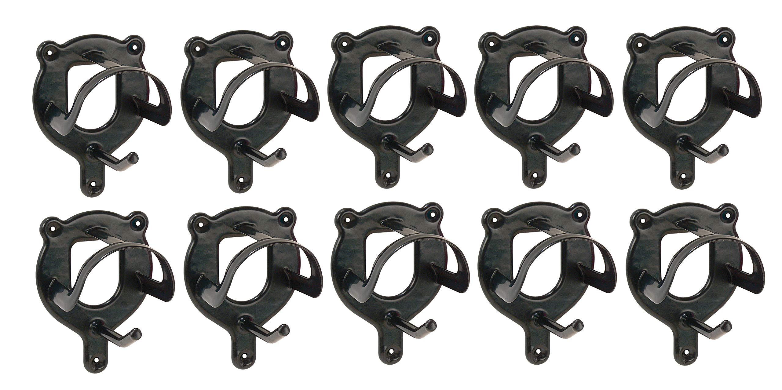 PFIFF 001109 Trensenhalter mit Zusatzhaken, Metall pulverbeschichtet, schwarz, 10er Set