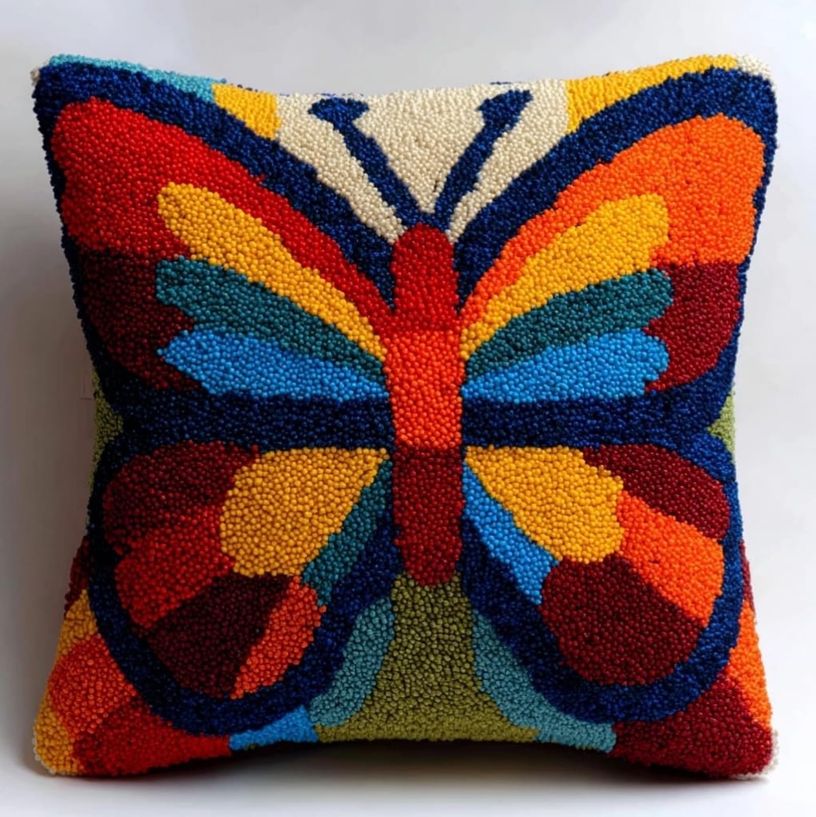 WallustrioaW Latch Hook Craft Cushion Kit 43x43cm,Cartoon Butterfly