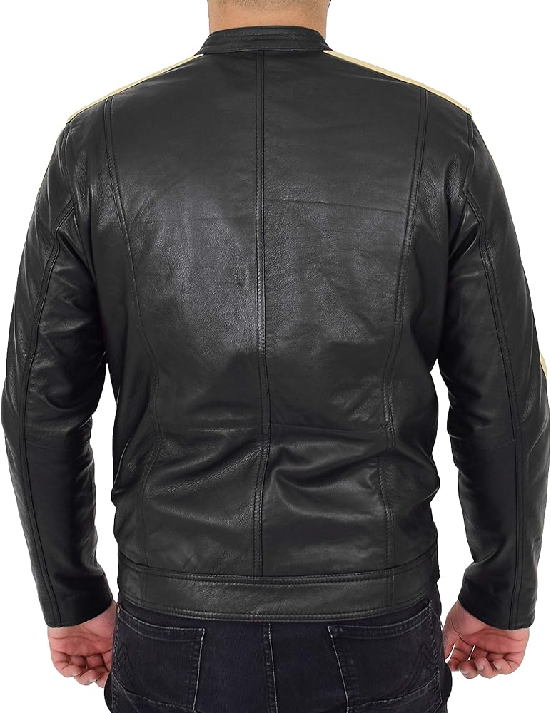 A1 FASHION GOODS Mens Black Leather Biker Jacket Slim Fit Casual A1 FASHION GOODS Mens Black Leather Biker Jacket Slim Fit Casual