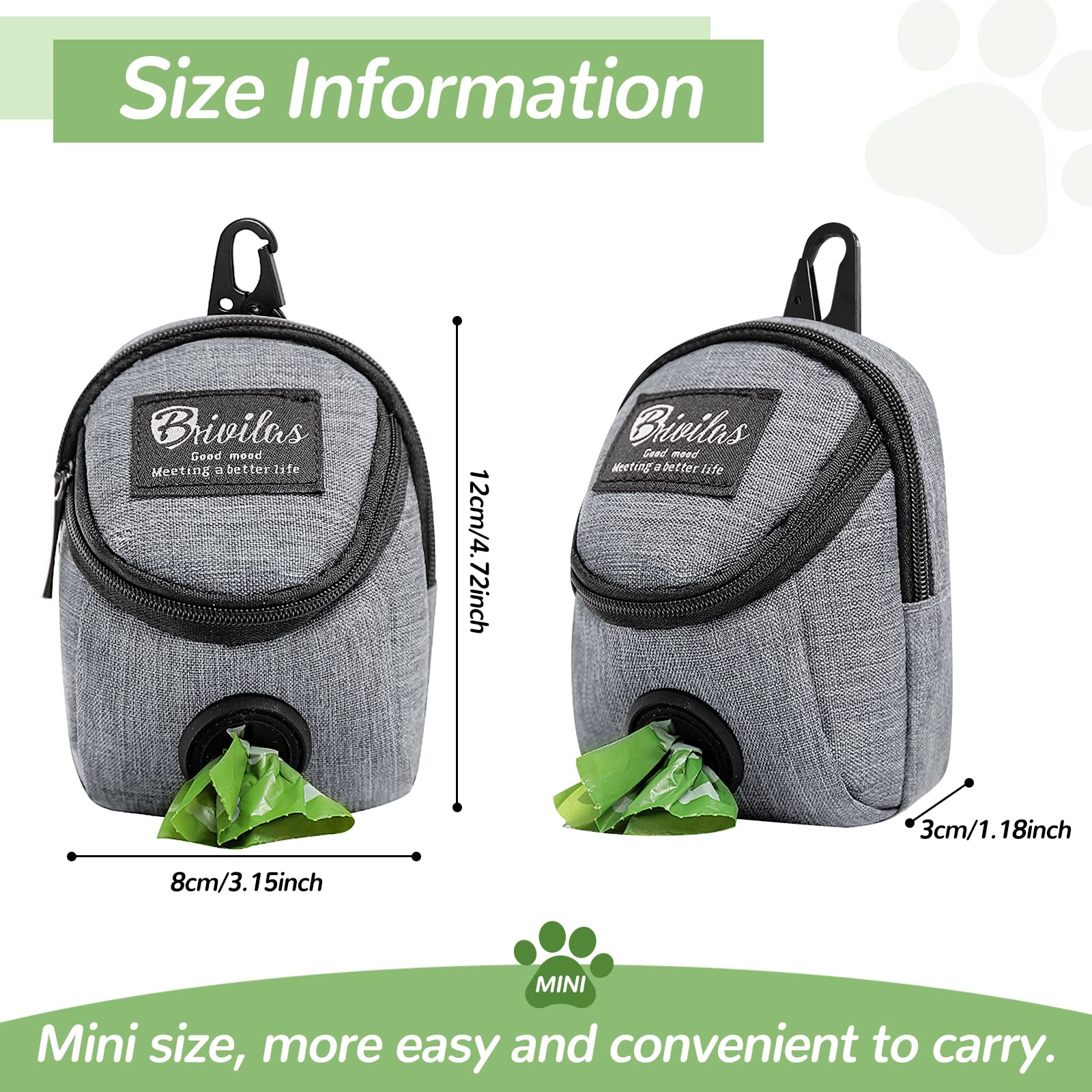 Grantop Dog Treat Pouch,Dispenser Pet Treat Waste Bags Pet Training Bag with Poop Bag Holder Puppy Training Walking Bag for Travel Walking - Image 2