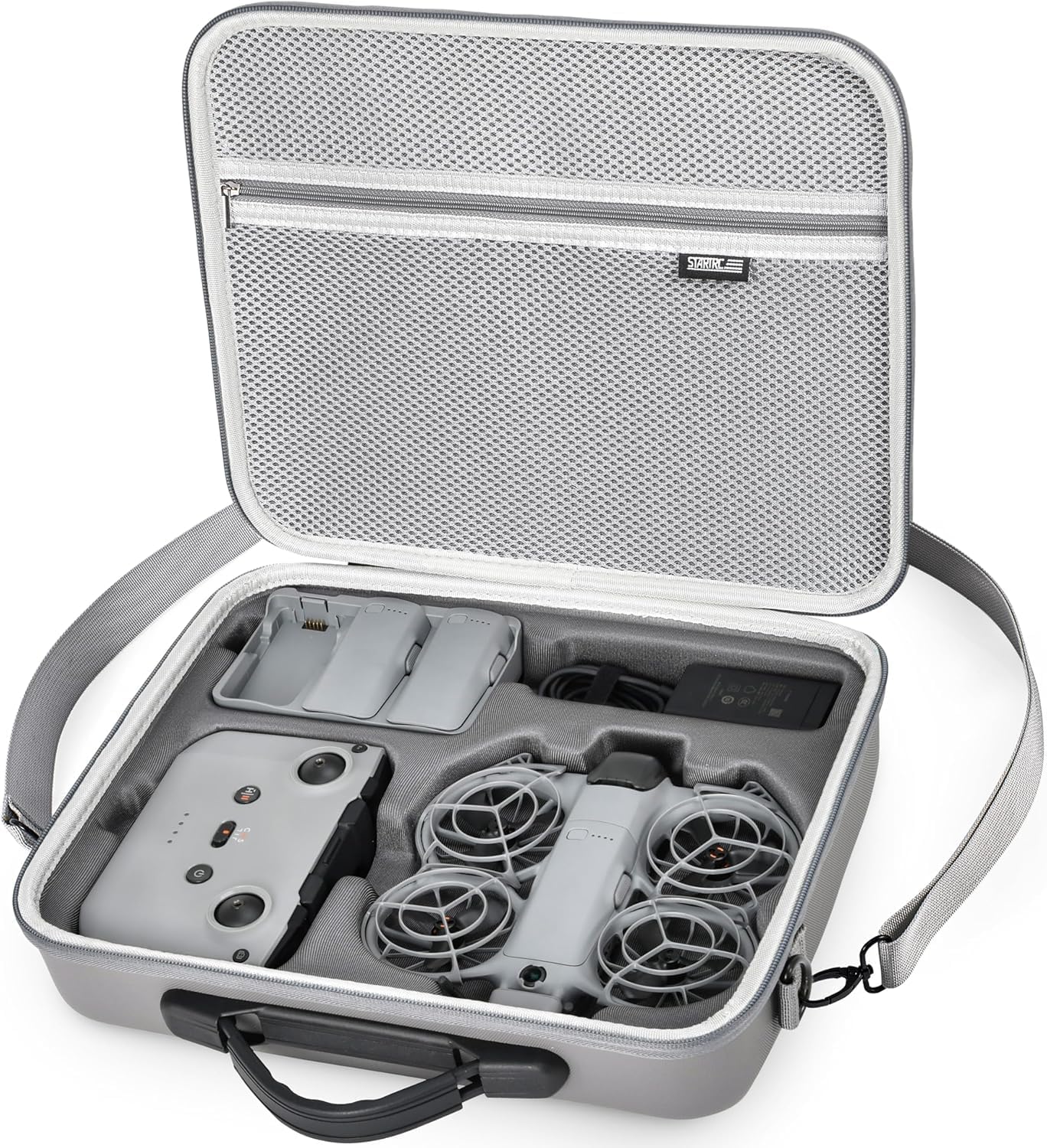 leqtroniq carrying case for dji neo 2 accessories, portable pu protective shoulder bag for dji neo 2 fly more combo, compatible with rc-n3/rc-n remote controller