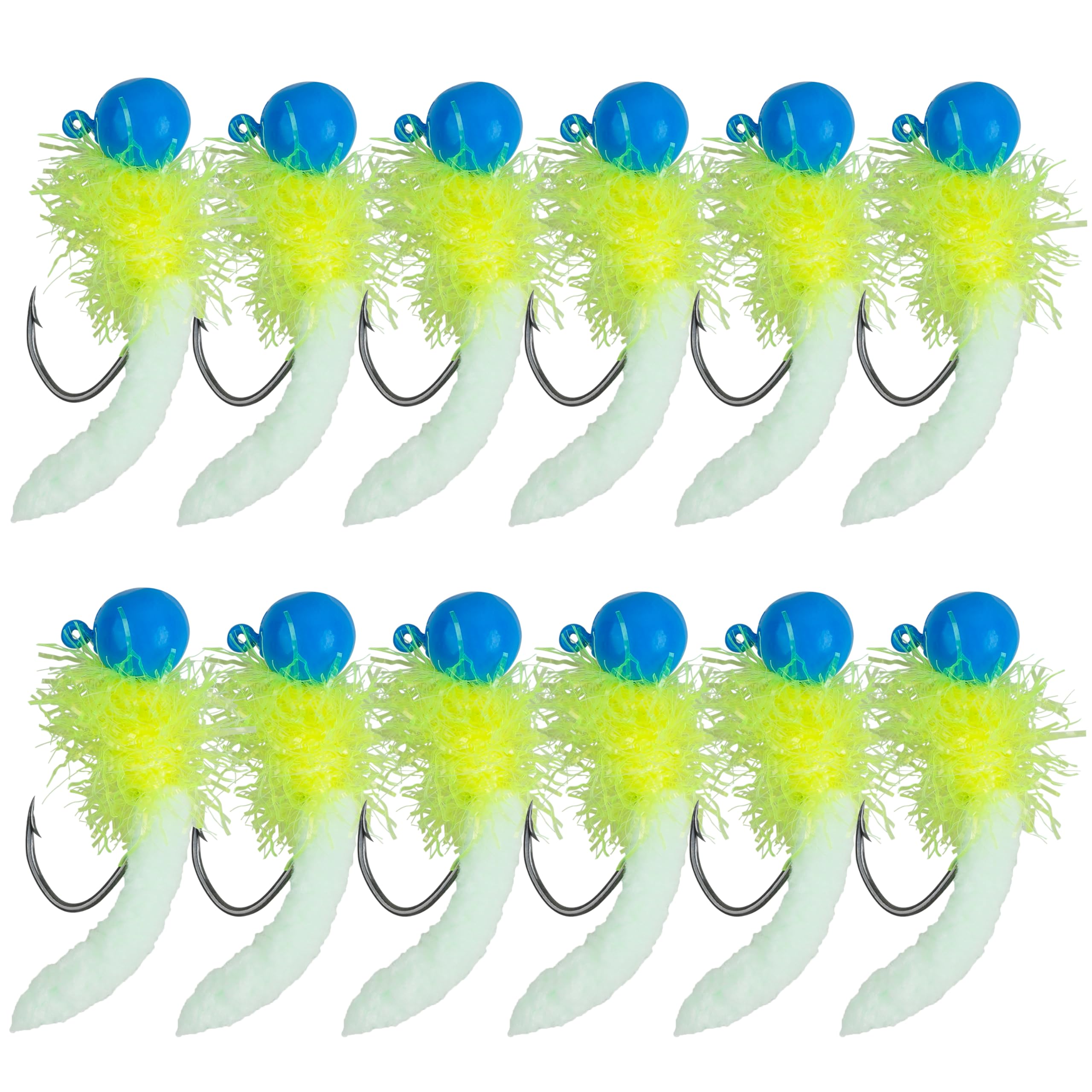 Crappie Jig Heads Fishing Lures Kit,12/25pcs Marabou Jigs Crappie Jigs with Feather Hair Soft Plastic Baits Fishing Lures for Bass Trout Crappie Walleye Panfish