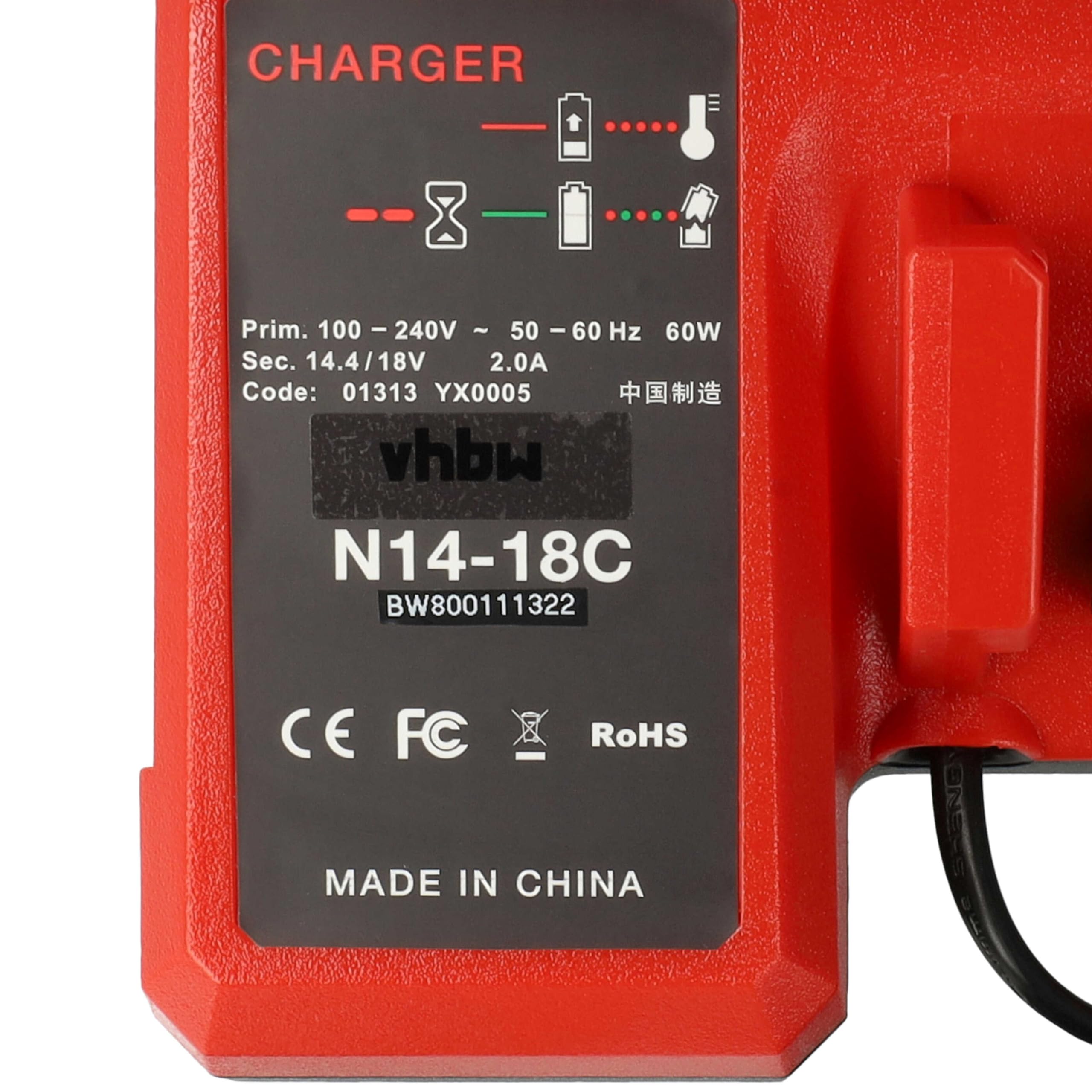 vhbw Cargador Compatible con BTI Dispositivos de 18 V Desde 4/2013 Herramientas Li-Ion - batería, 80 W