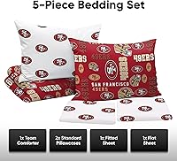Vista 3 de FOCO Unisex-Adult NFL Team Logo Bed in a Bag Comforter, Sheets, Pillow Cases Bedding 5-Piece Set