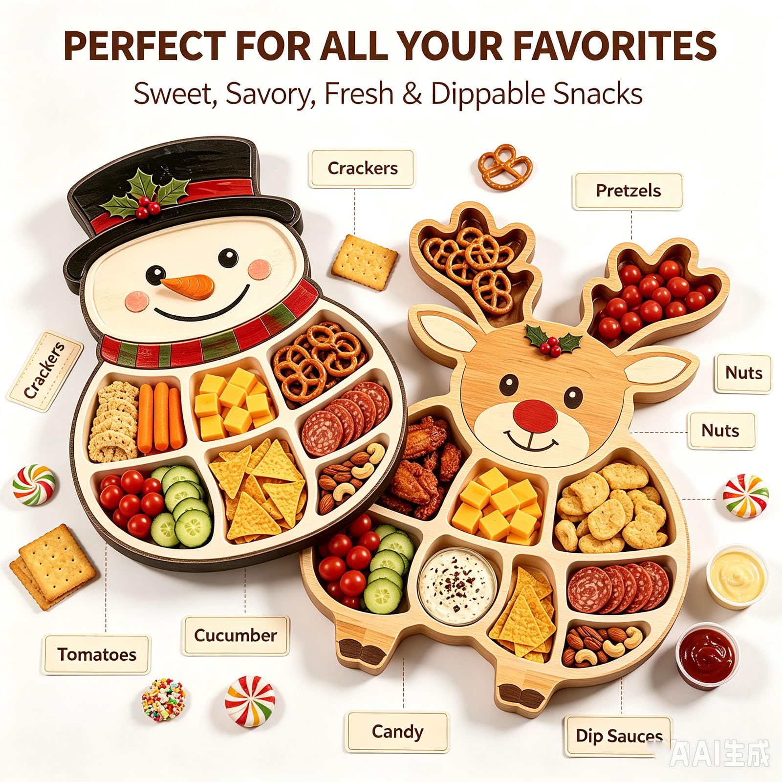Weihnachtliches Snack-Serviertablett/Unterteilte (#G)