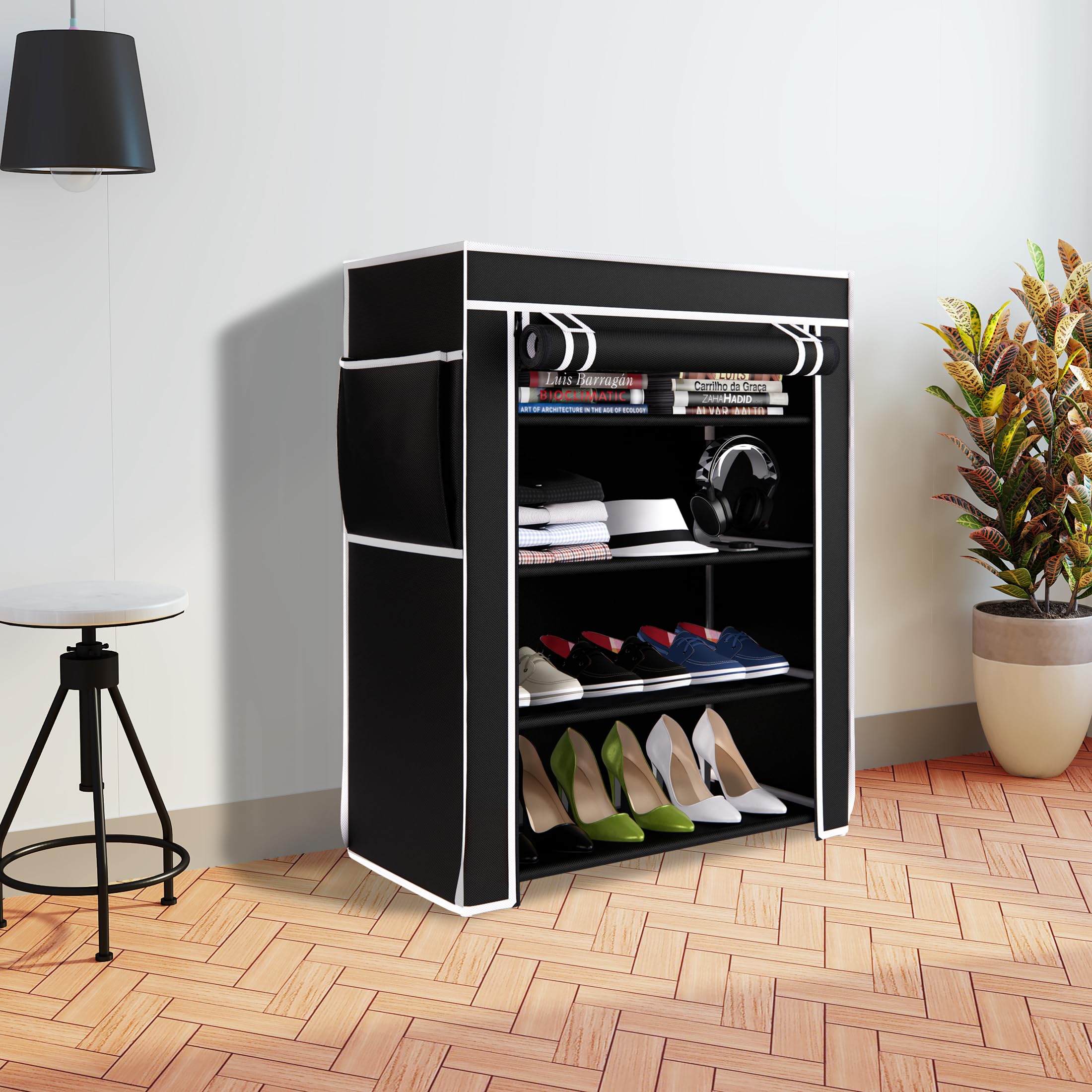 Fabura Plastic 4 Layer With Rust Proof Pvc Pipe Shoe Rack In Black ...