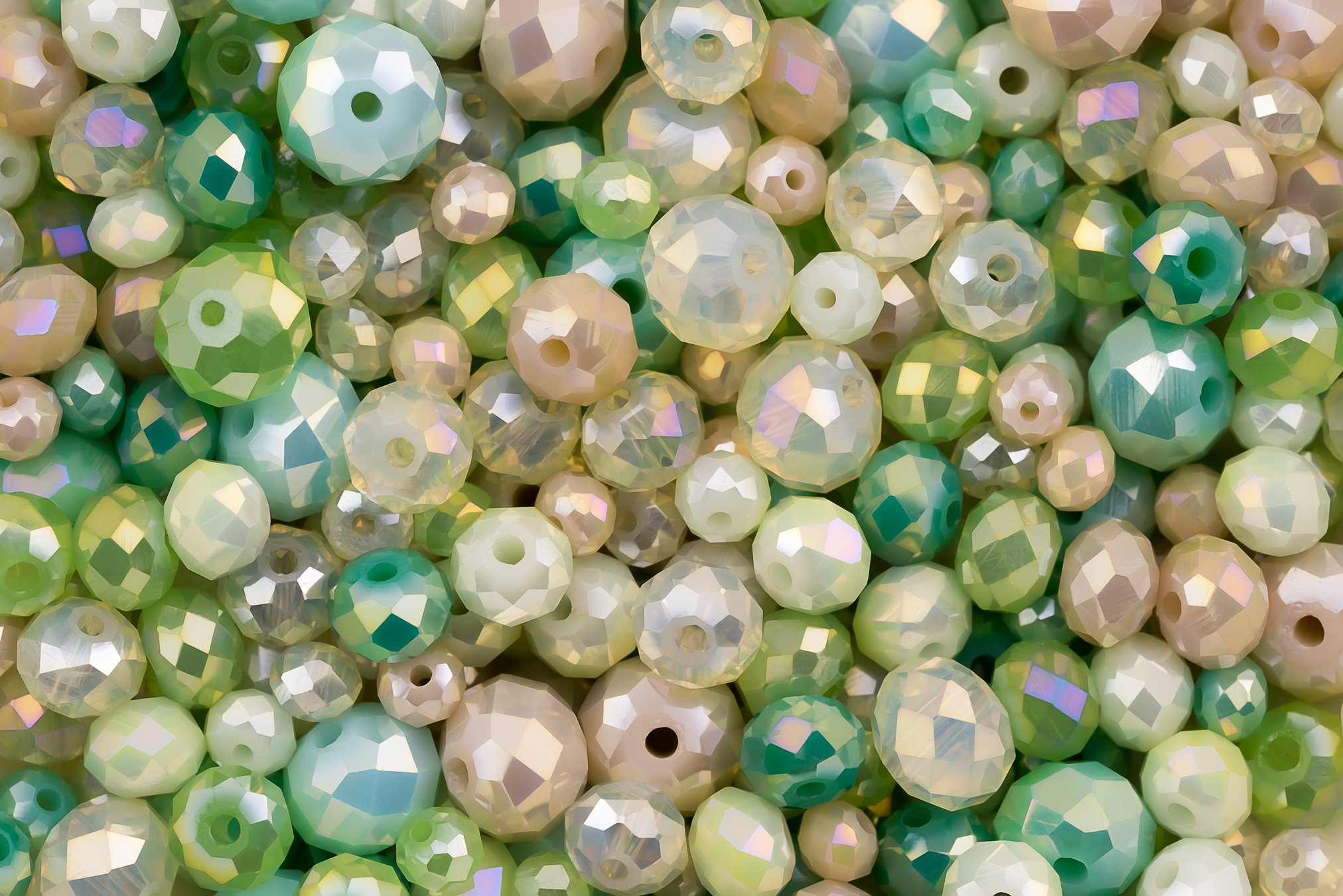 Green Mist : Crystal Glass Green Rondell Bead Set for Jewellery Making and Arts and Crafts, 360 Pieces, green, jade, mint