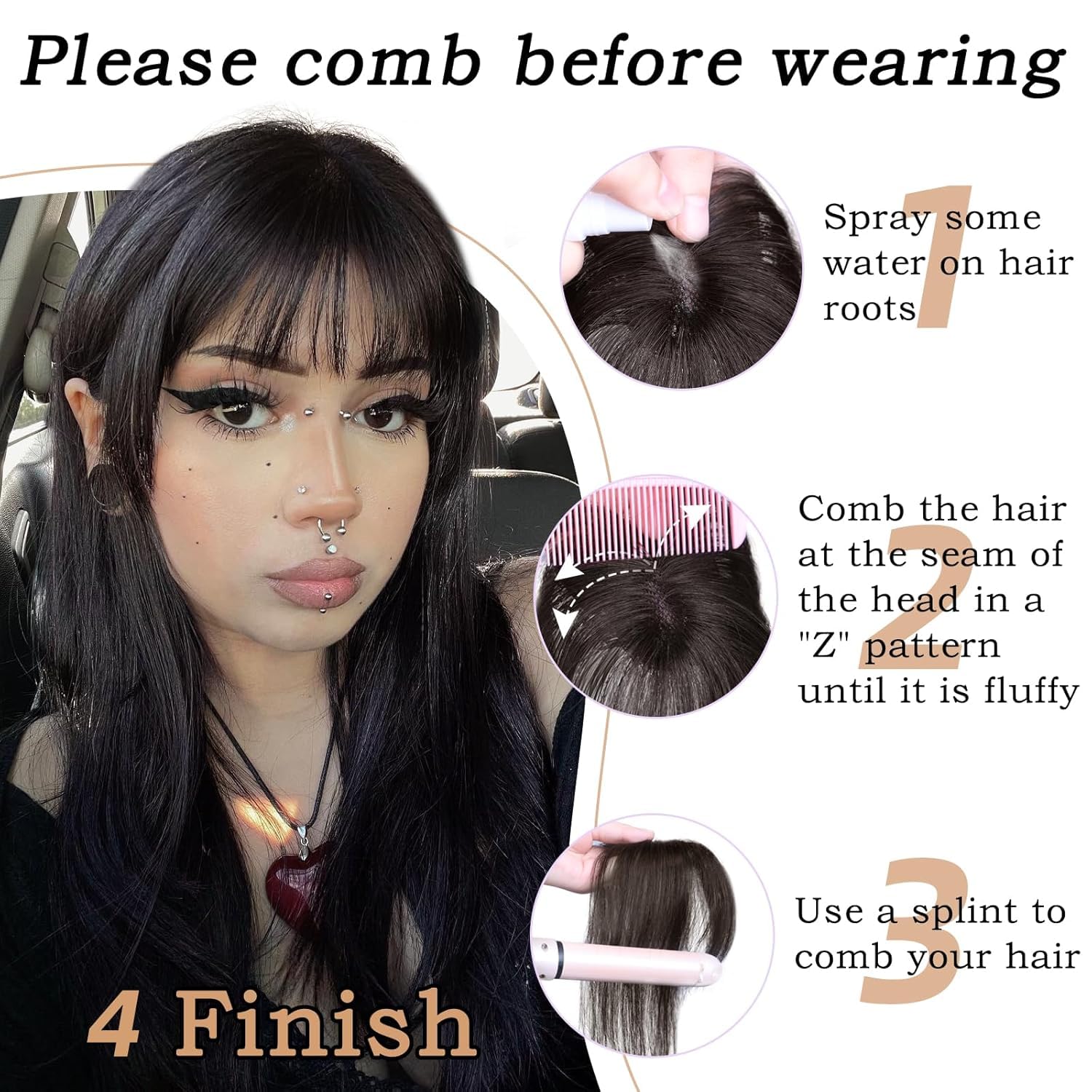 Clip In Fringe Bangs 360° 3D Cover Clip in Bangs 100% Real Human Hair Toppers with Bangs,Light Brown Hair pieces Clip on Bangs for Women Fake Bangs for Daily Wear - Image 4