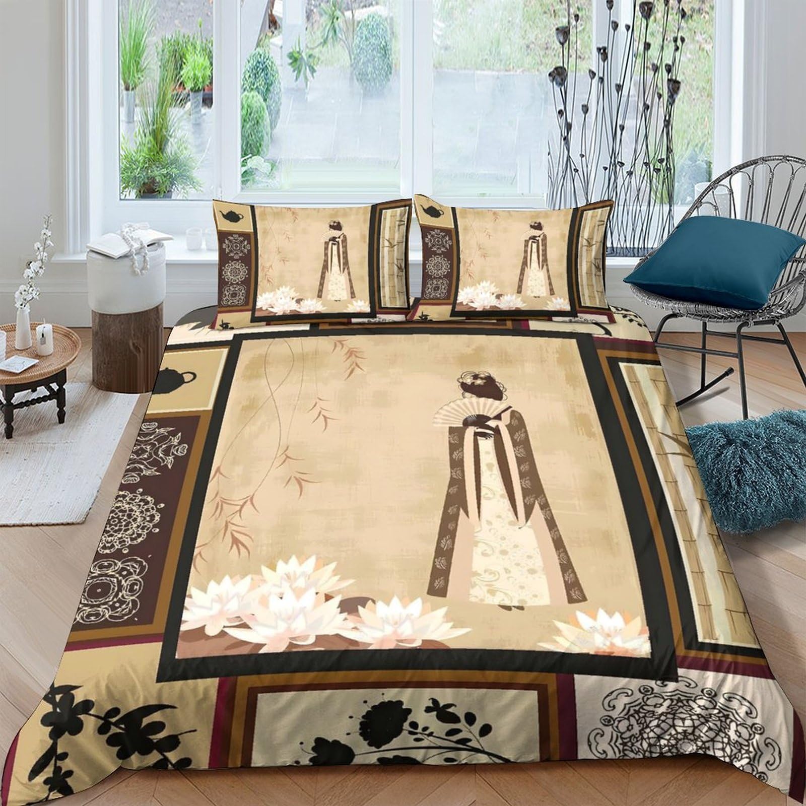 Ctjqhvkz Style-8 3D Printed Vintage Samurai Fitted Sheet Microfiber Soft Breathable Japanese Art Mattress Cover For Bedroom Dorm Decor Single（135X200cm）