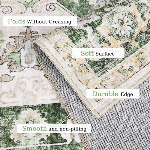 Miniatura 8 de Alfombras de área de 5 x 7 pies para sala de estar, lavable y resistente a las manchas, alfombra con respaldo antideslizante, alfombra de comedor