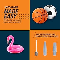 Vista 7 de Bikeroo Bike Pump w/Pressure Gauge - Portable Bicycle Tire Inflator & Ball Pump w/Anti-Slip Base - 160 PSI Schrader Presta Valve Compatible