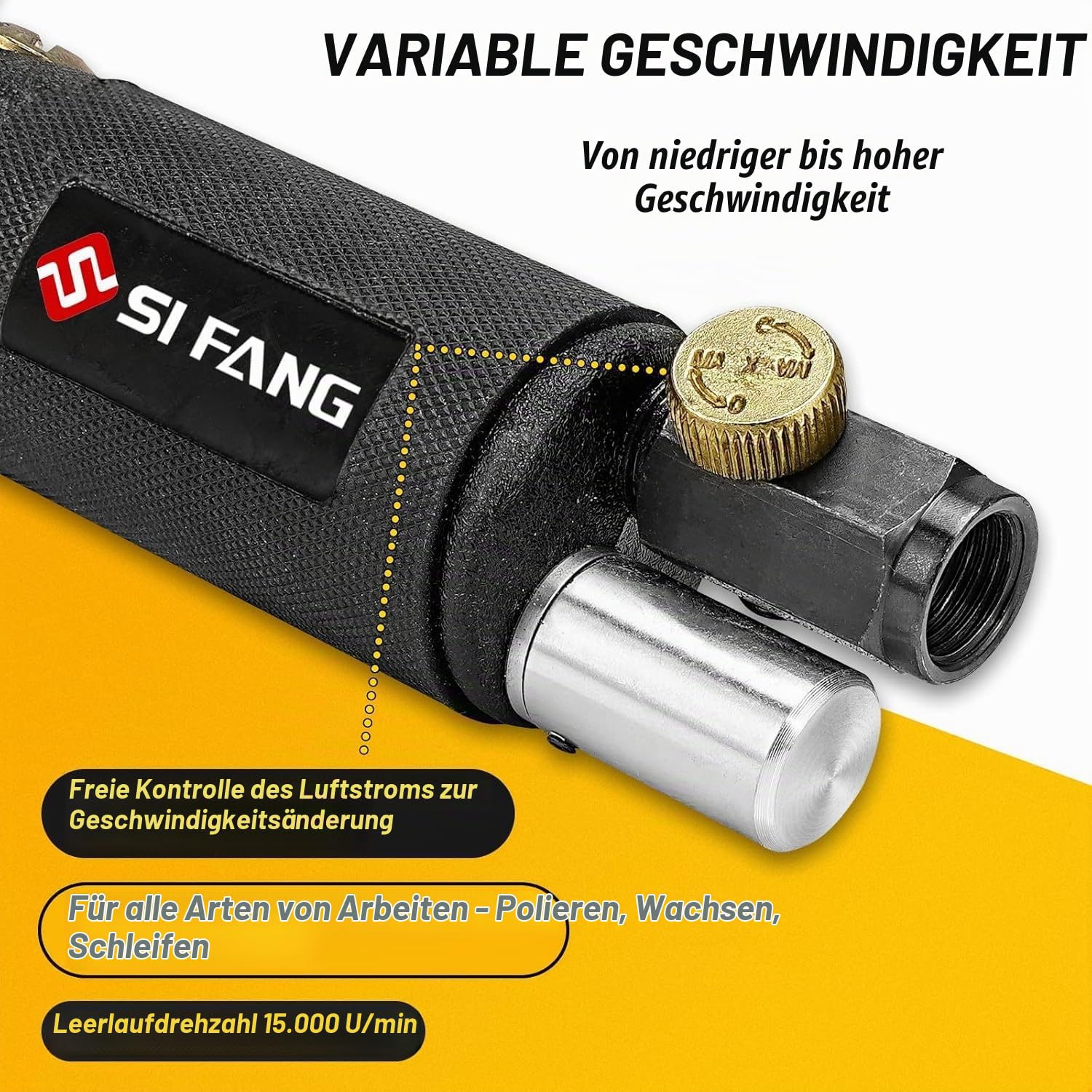 Mini Poliermaschine & Druckluft Exzenterschleifer Auto Polierer Set | 25mm 50mm 75mm Exzenter Schleifer Winkelschleifer mit 21tlg Polierschwamm,30tlg Schleifpapier Polierteller Kit Auto,Metall