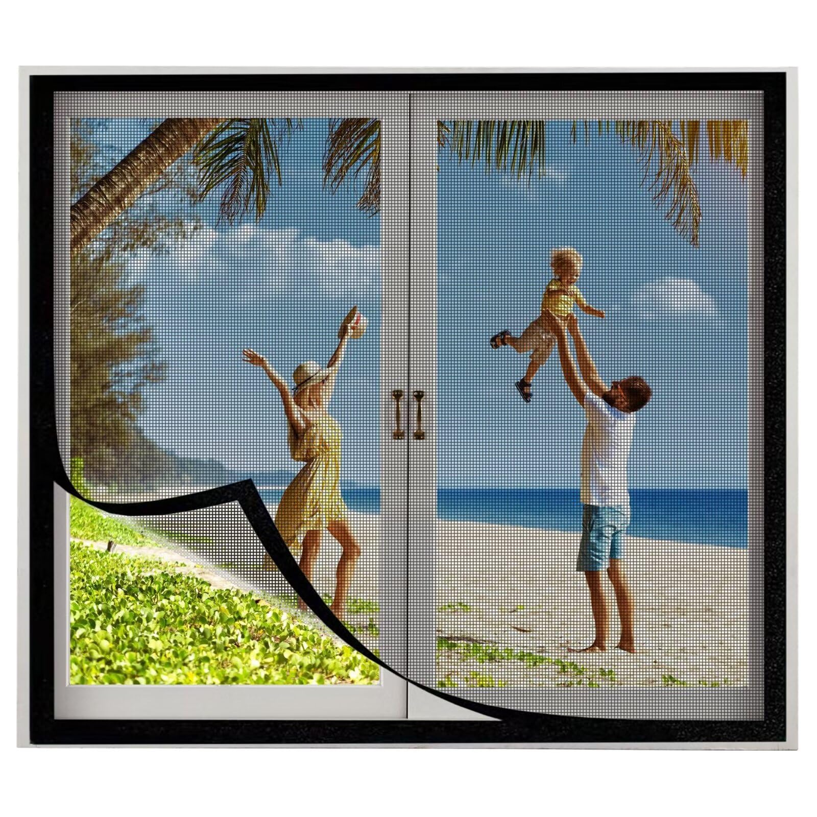 Caravane Moustiquaire sur Mesure 185x190cm pour Porte de Balcon Salon terrasse Noir