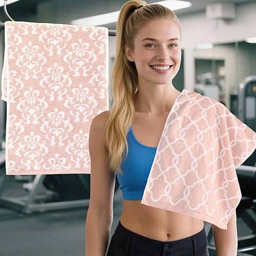 Miniatura 7 de Toallas de entrenamiento para gimnasio (2 piezas, 14 x 31 pulgadas), 100% algodón, transpirable, suave y absorbente, toalla deportiva para yoga,
