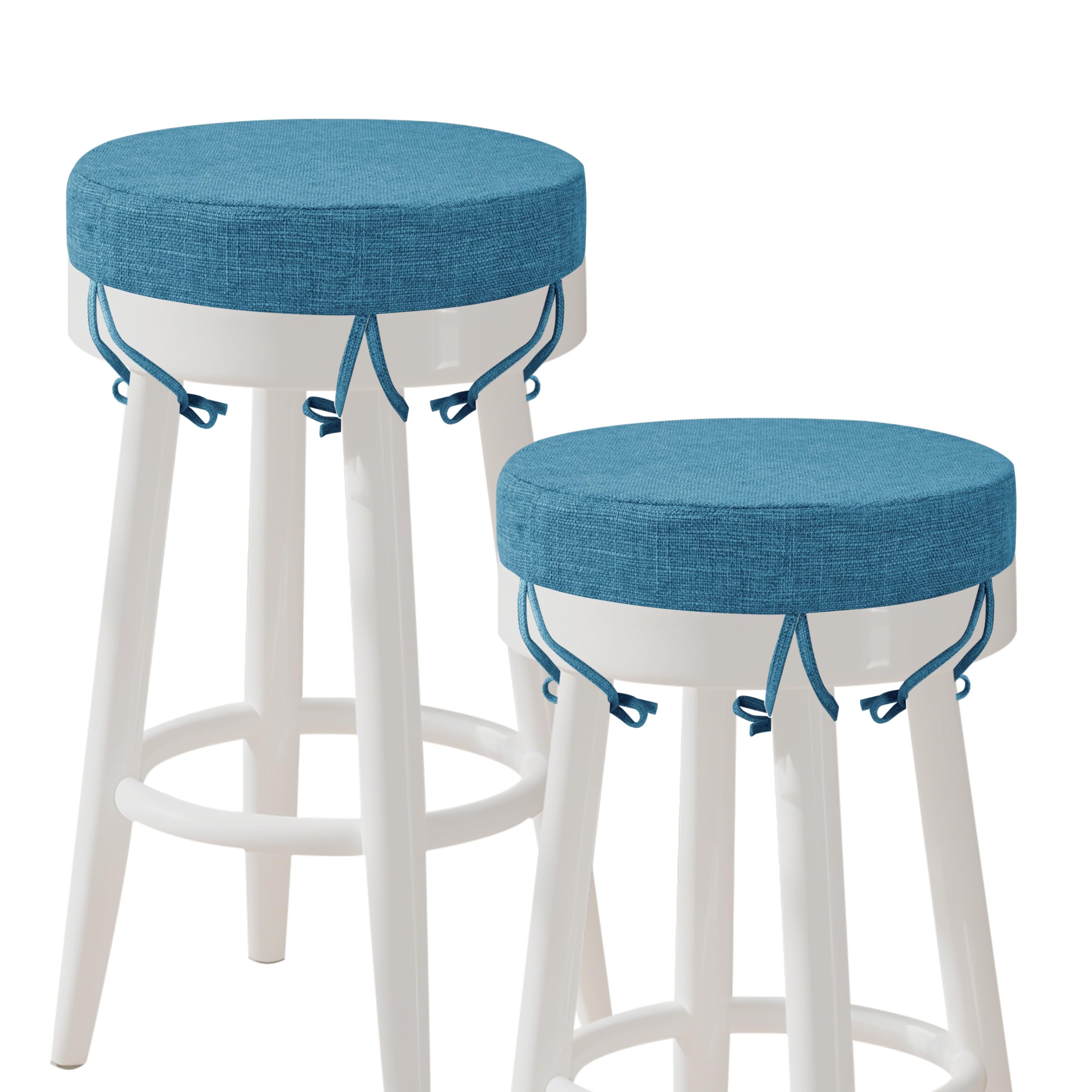 AddGrace Round Bar Stool Cushions with Ties Set of 2 31cm Dark Blue