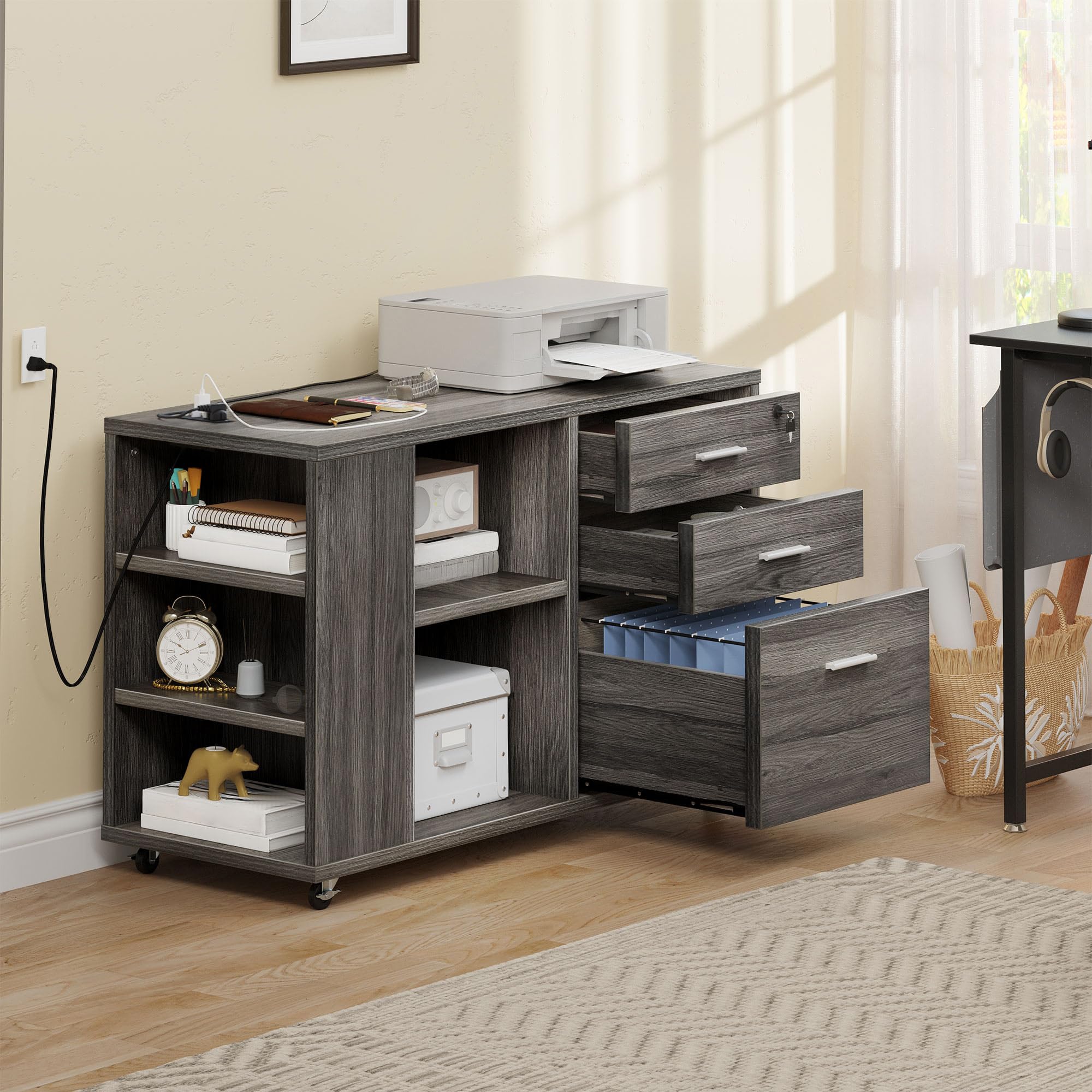 Amazon.com: YITAHOME File Cabinet with Charging Station, Mobile 