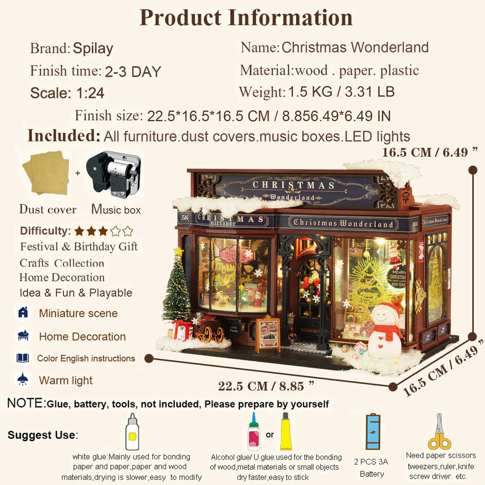 Amazon.com: Spilay Dollhouse Miniature with Furniture,DIY Wooden