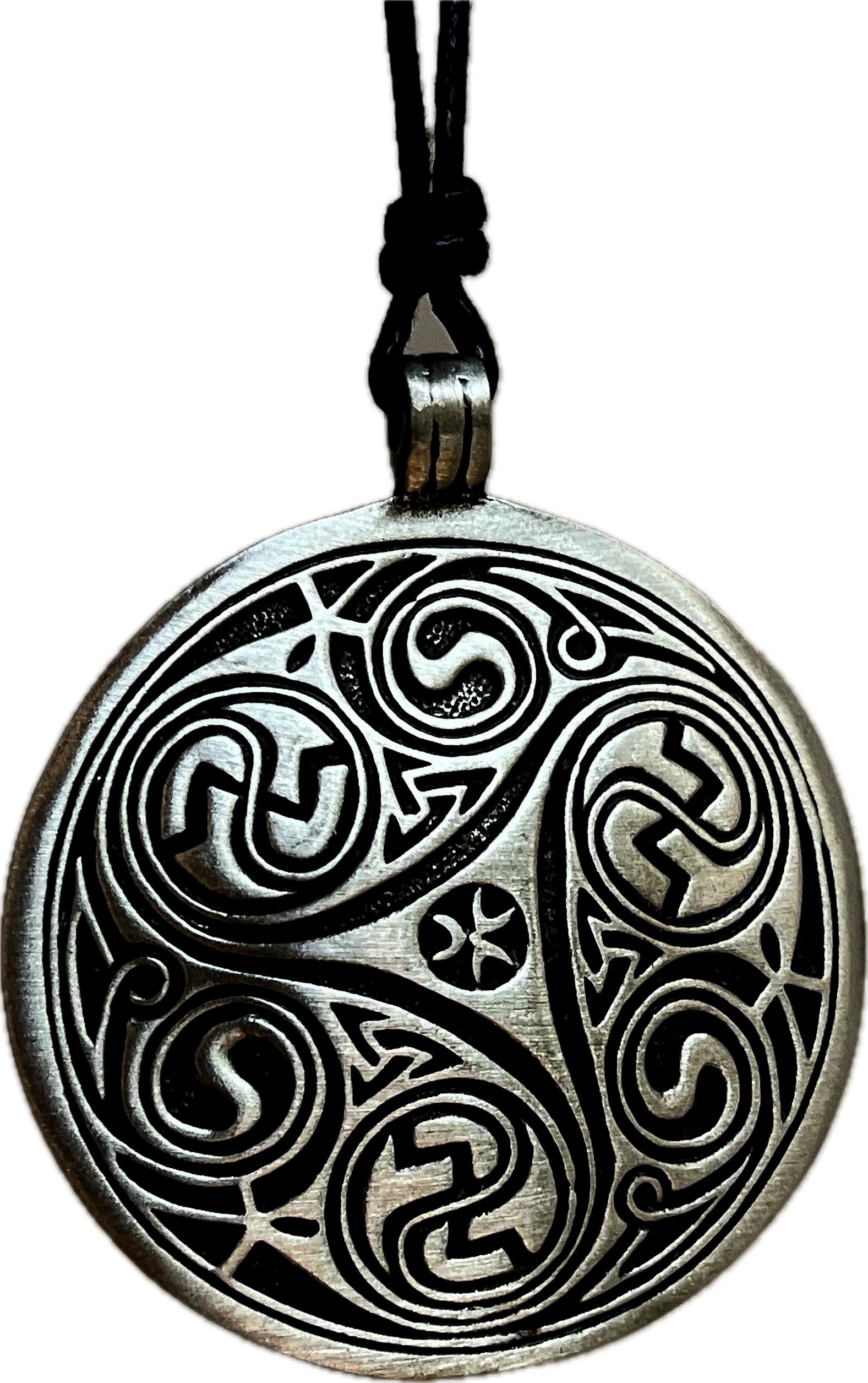 Generic Morgana Triskele Triskelion Pagan Celtic Pewter Pendant Necklace Adjustable Cord, Silver