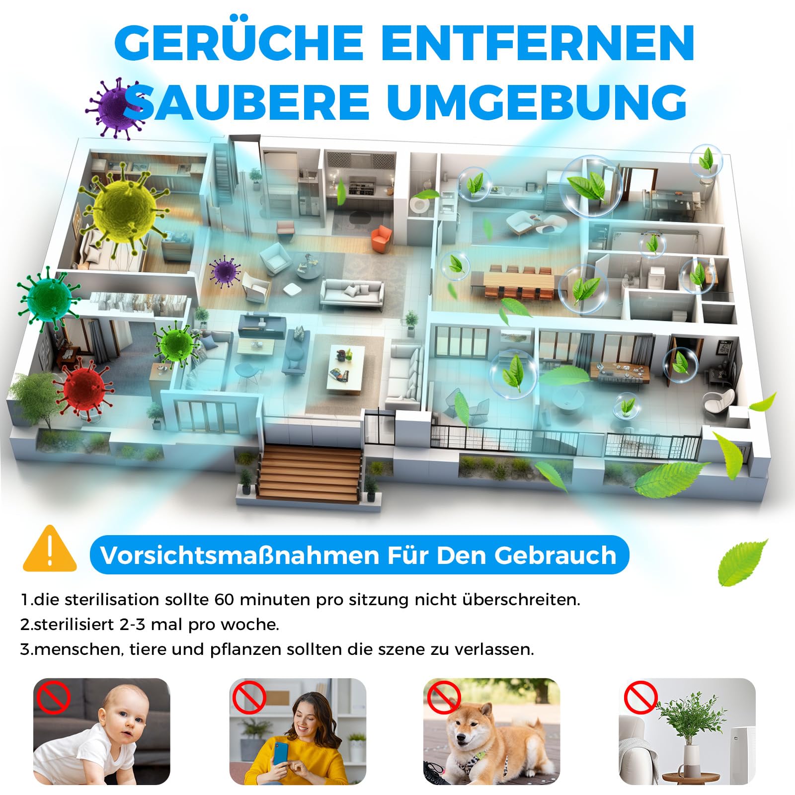 45W Ozon-Desinfektionslampe, E27 UV-Lampe, Keimtötende Lampe mit Ozon-Licht, mit Fernbedienung und Zeitschaltuhr, 45 Watt, UV mit Ozonproduktion